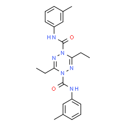 ChemSpider 2D Image | 3,6-Diethyl-N,N'-bis(3-methylphenyl)-1,2,4,5-tetrazine-1,4-dicarboxamide | C22H26N6O2