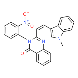 ChemSpider 2D Image | 2-[(Z)-2-(1-Methyl-1H-indol-3-yl)vinyl]-3-(2-nitrophenyl)-4(3H)-quinazolinone | C25H18N4O3