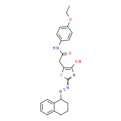 ChemSpider 2D Image | N-(4-Ethoxyphenyl)-2-{4-hydroxy-2-[(E)-1,2,3,4-tetrahydro-1-naphthalenyldiazenyl]-1,3-thiazol-5-yl}acetamide | C23H24N4O3S