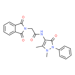 ChemSpider 2D Image | N-(1,5-Dimethyl-3-oxo-2-phenyl-2,3-dihydro-1H-pyrazol-4-yl)-2-(1,3-dioxo-1,3-dihydro-2H-isoindol-2-yl)acetamide | C21H18N4O4