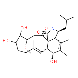 ChemSpider 2D Image | (3S,3aR,6R,6aR,7E,15aR)-6,11,12-Trihydroxy-3-isobutyl-13-methoxy-4,5,8-trimethyl-3,3a,6,6a,9,10,11,12,13,14-decahydro-1H-cycloundeca[d]isoindole-1,15(2H)-dione | C25H39NO6
