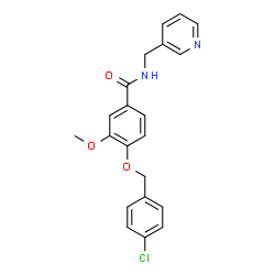 ChemSpider 2D Image | 4-[(4-Chlorobenzyl)oxy]-3-methoxy-N-(3-pyridinylmethyl)benzamide | C21H19ClN2O3