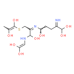 ChemSpider 2D Image | (4Z)-5-[(E)-(3-{[(1Z)-1,2-Dihydroxy-1-propen-1-yl]sulfanyl}-1-[(2,2-dihydroxyvinyl)amino]-1-hydroxy-2-propanylidene)amino]-2-imino-4-pentene-1,1,5-triol | C13H21N3O8S