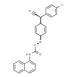 ChemSpider 2D Image | (2Z)-(4-Chlorophenyl)[(4Z)-4-{[(1-naphthylcarbamoyl)oxy]imino}-2,5-cyclohexadien-1-ylidene]acetonitrile | C25H16ClN3O2