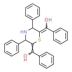 ChemSpider 2D Image | (E,E)-(3,5-Diphenyl-2,6-thiomorpholinediylidene)bis(phenylmethanol) | C30H25NO2S