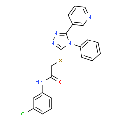 ChemSpider 2D Image | N-(3-Chlorophenyl)-2-{[4-phenyl-5-(3-pyridinyl)-4H-1,2,4-triazol-3-yl]sulfanyl}acetamide | C21H16ClN5OS