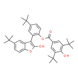 ChemSpider 2D Image | 2-[2-Hydroxy-5-(2-methyl-2-propanyl)-1-benzofuran-3-yl]-4-(2-methyl-2-propanyl)phenyl 4-hydroxy-3,5-bis(2-methyl-2-propanyl)benzoate | C37H46O5