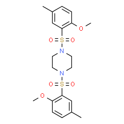 ChemSpider 2D Image | 1,4-Bis[(2-methoxy-5-methylphenyl)sulfonyl]piperazine | C20H26N2O6S2