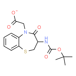 ChemSpider 2D Image | [3-({[(2-Methyl-2-propanyl)oxy]carbonyl}amino)-4-oxo-3,4-dihydro-1,5-benzothiazepin-5(2H)-yl]acetate | C16H19N2O5S