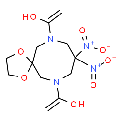 ChemSpider 2D Image | 1,1'-(9,9-Dinitro-1,4-dioxa-7,11-diazaspiro[4.7]dodecane-7,11-diyl)diethenol | C12H18N4O8