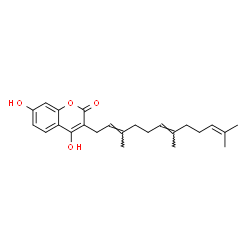 ChemSpider 2D Image | 4,7-Dihydroxy-3-[(2E,6E)-3,7,11-trimethyl-2,6,10-dodecatrien-1-yl]-2H-chromen-2-one | C24H30O4