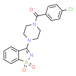 ChemSpider 2D Image | (4-Chlorophenyl)[4-(1,1-dioxido-1,2-benzothiazol-3-yl)-1-piperazinyl]methanone | C18H16ClN3O3S