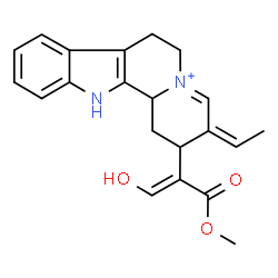 ChemSpider 2D Image | (16E,19Z)-16-(Hydroxymethylene)-17-methoxy-17-oxo-4,21-didehydrocoryn-19-en-4-ium | C21H23N2O3