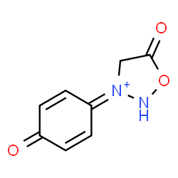 ChemSpider 2D Image | 5-Oxo-3-(4-oxo-2,5-cyclohexadien-1-ylidene)-1,2,3-oxadiazolidin-3-ium | C8H7N2O3