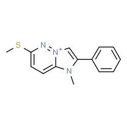 ChemSpider 2D Image | 1-Methyl-6-(methylsulfanyl)-2-phenyl-1H-imidazo[1,2-b]pyridazin-4-ium | C14H14N3S