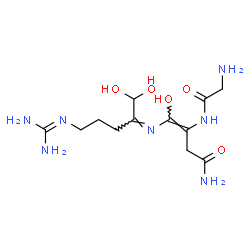 ChemSpider 2D Image | (3Z)-4-[(Z)-{5-[(Diaminomethylene)amino]-1,1-dihydroxy-2-pentanylidene}amino]-3-(glycylamino)-4-hydroxy-3-butenamide | C12H23N7O5