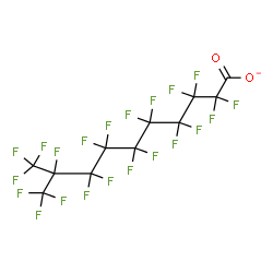 ChemSpider 2D Image | 2,2,3,3,4,4,5,5,6,6,7,7,8,8,9,10,10,10-Octadecafluoro-9-(trifluoromethyl)decanoate | C11F21O2