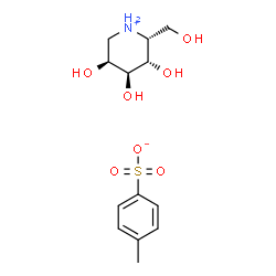 ChemSpider 2D Image | (2R,3S,4S,5S)-3,4,5-Trihydroxy-2-(hydroxymethyl)piperidinium 4-methylbenzenesulfonate | C13H21NO7S