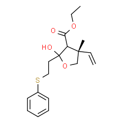 ChemSpider 2D Image | Ethyl (4S)-2-hydroxy-4-methyl-2-[2-(phenylsulfanyl)ethyl]-4-vinyltetrahydro-3-furancarboxylate | C18H24O4S