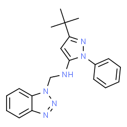 ChemSpider 2D Image | N-(1H-Benzotriazol-1-ylmethyl)-3-(2-methyl-2-propanyl)-1-phenyl-1H-pyrazol-5-amine | C20H22N6