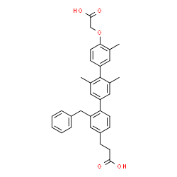 ChemSpider 2D Image | 3-[2-Benzyl-4''-(carboxymethoxy)-3',3'',5'-trimethyl-1,1':4',1''-terphenyl-4-yl]propanoic acid | C33H32O5