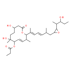 ChemSpider 2D Image | (4E)-7,10-Dihydroxy-2-{(2E,4E)-7-[3-(3-hydroxy-2-pentanyl)-2-oxiranyl]-6-methyl-2,4-heptadien-2-yl}-3,7-dimethyl-12-oxooxacyclododec-4-en-6-yl propionate | C31H50O8