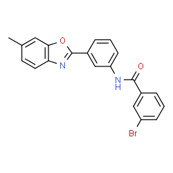 ChemSpider 2D Image | 3-Bromo-N-[3-(6-methyl-1,3-benzoxazol-2-yl)phenyl]benzamide | C21H15BrN2O2