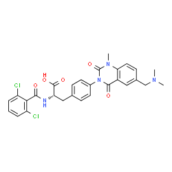 ChemSpider 2D Image | N-(2,6-Dichlorobenzoyl)-4-{6-[(dimethylamino)methyl]-1-methyl-2,4-dioxo-1,4-dihydro-3(2H)-quinazolinyl}-L-phenylalanine | C28H26Cl2N4O5