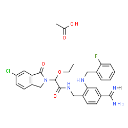 ChemSpider 2D Image | N-{4-Carbamimidoyl-2-[(2-fluorobenzyl)amino]benzyl}-2-(6-chloro-1-oxo-1,3-dihydro-2H-isoindol-2-yl)-2-ethoxyacetamide acetate (1:1) | C29H31ClFN5O5