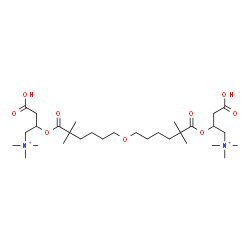 ChemSpider 2D Image | 2,2'-{Oxybis[(2,2-dimethyl-1-oxo-6,1-hexanediyl)oxy]}bis(3-carboxy-N,N,N-trimethyl-1-propanaminium) | C30H58N2O9