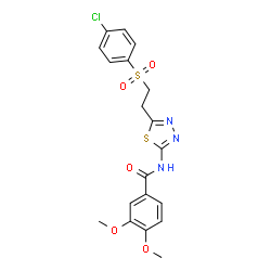 ChemSpider 2D Image | N-(5-{2-[(4-Chlorophenyl)sulfonyl]ethyl}-1,3,4-thiadiazol-2-yl)-3,4-dimethoxybenzamide | C19H18ClN3O5S2