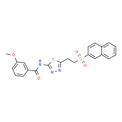 ChemSpider 2D Image | 3-Methoxy-N-{5-[2-(2-naphthylsulfonyl)ethyl]-1,3,4-thiadiazol-2-yl}benzamide | C22H19N3O4S2