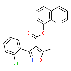 ChemSpider 2D Image | 8-Quinolinyl 3-(2-chlorophenyl)-5-methyl-1,2-oxazole-4-carboxylate | C20H13ClN2O3