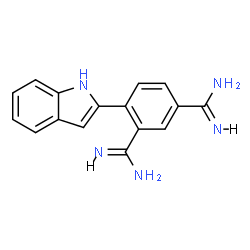 ChemSpider 2D Image | 4-(1H-Indol-2-yl)-1,3-benzenedicarboximidamide | C16H15N5