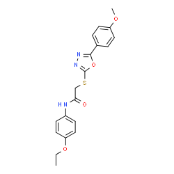ChemSpider 2D Image | N-(4-Ethoxyphenyl)-2-[[5-(4-methoxyphenyl)-1,3,4-oxadiazol-2-yl]thio]acetamide | C19H19N3O4S