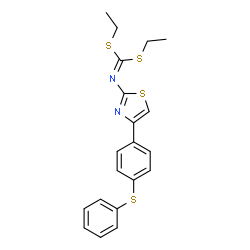 ChemSpider 2D Image | Diethyl {4-[4-(phenylsulfanyl)phenyl]-1,3-thiazol-2-yl}carbonodithioimidate | C20H20N2S4