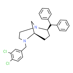 ChemSpider 2D Image | (5R,8R)-4-(3,4-Dichlorobenzyl)-8-(diphenylmethyl)-1,4-diazabicyclo[3.3.1]nonane | C27H28Cl2N2