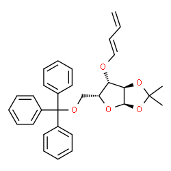 ChemSpider 2D Image | 3-O-[(1E)-1,3-Butadien-1-yl]-1,2-O-isopropylidene-5-O-trityl-alpha-D-xylofuranose | C31H32O5