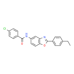 ChemSpider 2D Image | 4-Chloro-N-[2-(4-ethylphenyl)-1,3-benzoxazol-5-yl]benzamide | C22H17ClN2O2