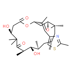 ChemSpider 2D Image | (1S,3S,7S,10R,11S,12S,14R,16R)-7,11-Dihydroxy-8,8,10,12,14,16-hexamethyl-3-[(1E)-1-(2-methyl-1,3-thiazol-4-yl)-1-propen-2-yl]-4,17-dioxabicyclo[14.1.0]heptadecane-5,9-dione | C28H43NO6S
