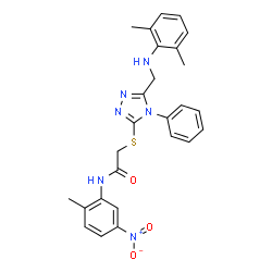 ChemSpider 2D Image | 2-[(5-{[(2,6-Dimethylphenyl)amino]methyl}-4-phenyl-4H-1,2,4-triazol-3-yl)sulfanyl]-N-(2-methyl-5-nitrophenyl)acetamide | C26H26N6O3S