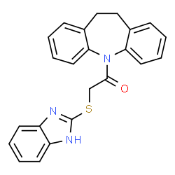 ChemSpider 2D Image | 2-(1H-Benzimidazol-2-ylsulfanyl)-1-(10,11-dihydro-5H-dibenzo[b,f]azepin-5-yl)ethanone | C23H19N3OS