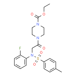 ChemSpider 2D Image | Ethyl 4-{N-(2-fluorophenyl)-N-[(4-methylphenyl)sulfonyl]glycyl}-1-piperazinecarboxylate | C22H26FN3O5S