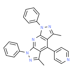 ChemSpider 2D Image | 3,5-Dimethyl-1,7-diphenyl-4-(4-pyridinyl)-1,7-dihydrodipyrazolo[3,4-b:4',3'-e]pyridine | C26H20N6
