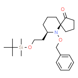 ChemSpider 2D Image | (5R,7R)-6-(Benzyloxy)-7-(2-{[dimethyl(2-methyl-2-propanyl)silyl]oxy}ethyl)-6-azaspiro[4.5]decan-1-one | C24H39NO3Si