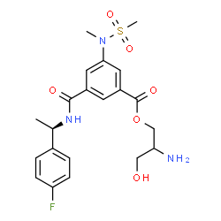 ChemSpider 2D Image | 2-Amino-3-hydroxypropyl 3-{[(1R)-1-(4-fluorophenyl)ethyl]carbamoyl}-5-[methyl(methylsulfonyl)amino]benzoate | C21H26FN3O6S