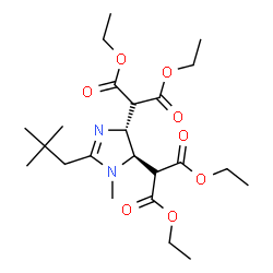 ChemSpider 2D Image | Tetraethyl 2,2'-[(4R,5R)-2-(2,2-dimethylpropyl)-1-methyl-4,5-dihydro-1H-imidazole-4,5-diyl]dimalonate | C23H38N2O8