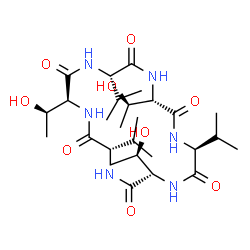 ChemSpider 2D Image | Cyclo(L-threonyl-L-valyl-L-threonyl-L-valyl-L-threonyl-L-valyl) | C27H48N6O9
