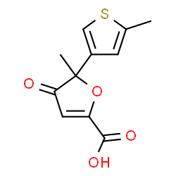 ChemSpider 2D Image | 5-Methyl-5-(5-methyl-3-thienyl)-4-oxo-4,5-dihydro-2-furancarboxylic acid | C11H10O4S