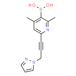 ChemSpider 2D Image | {2,4-Dimethyl-6-[3-(1H-pyrazol-1-yl)-1-propyn-1-yl]-3-pyridinyl}boronic acid | C13H14BN3O2